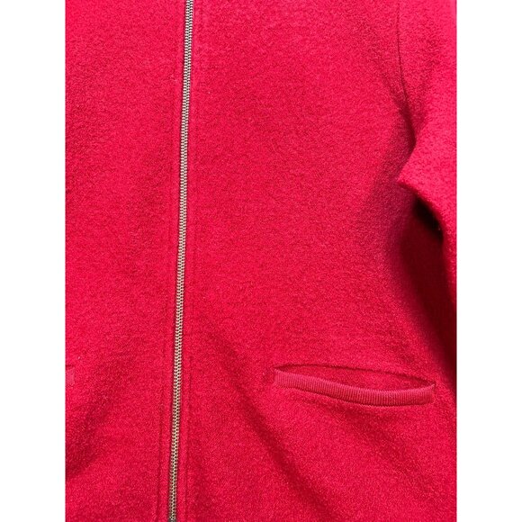 Woolrich Womens Wool Full Zip Cardigan Jacket Long Sleeve Sz S Red Solid Pockets - Picture 8 of 12